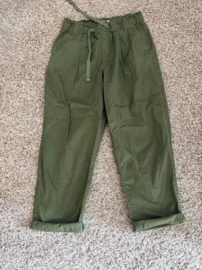 LOFT Olive Drawstring Cropped Ankle Pants